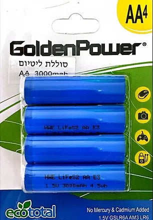 יח'4 סוללות AA   3000 MAH